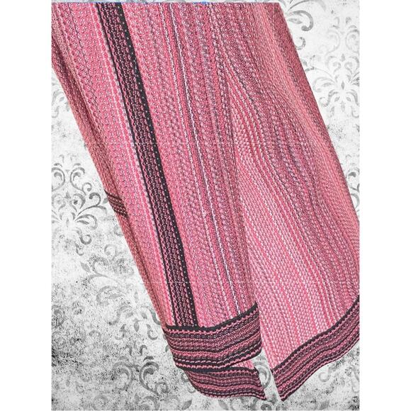 Ming Wang Womens M Open Front Knit Jacket Pink Black Trim Textured Blazer - Picture 8 of 10